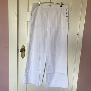 Ralph Lauren Womens White Sailor-styleWide Leg Cotton Pants sz 8